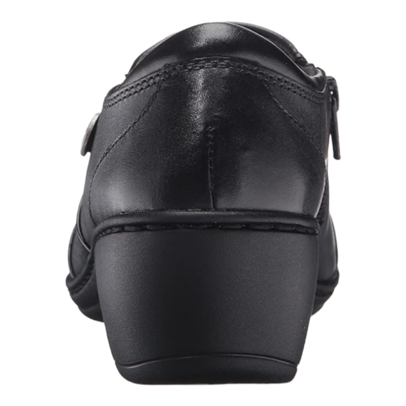 NWT Clarks Black Leather Slip on Side Zip Loafer Shoe Size 11 Wide - Picture 5 of 15